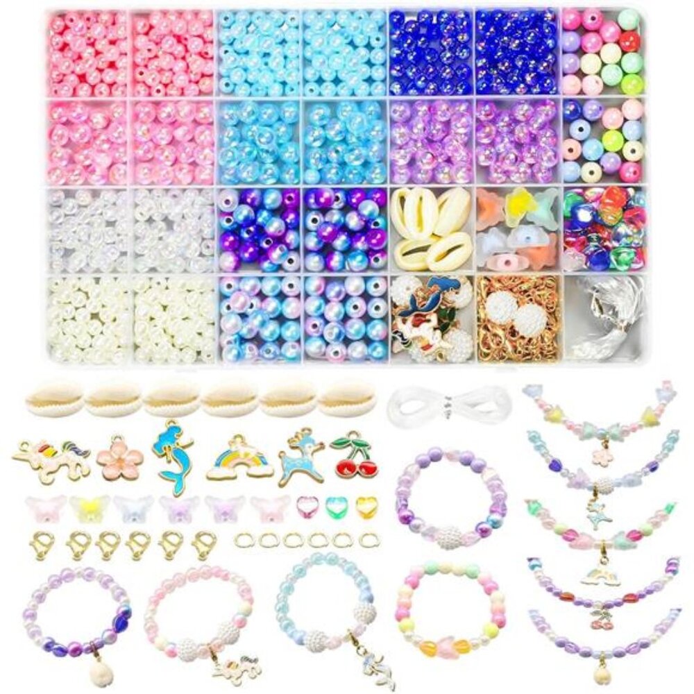 600PCS Bracelet Making Kit, Pearl Bead for Jewelry Making with Charm